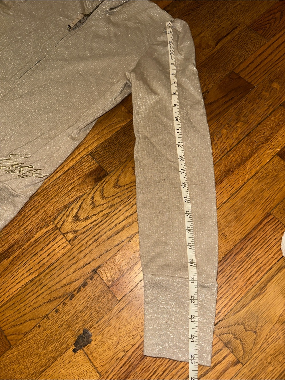 Guess Taupe lightweight Zip-Front Jacket with silvery shimmery threads - Picture 11 of 11